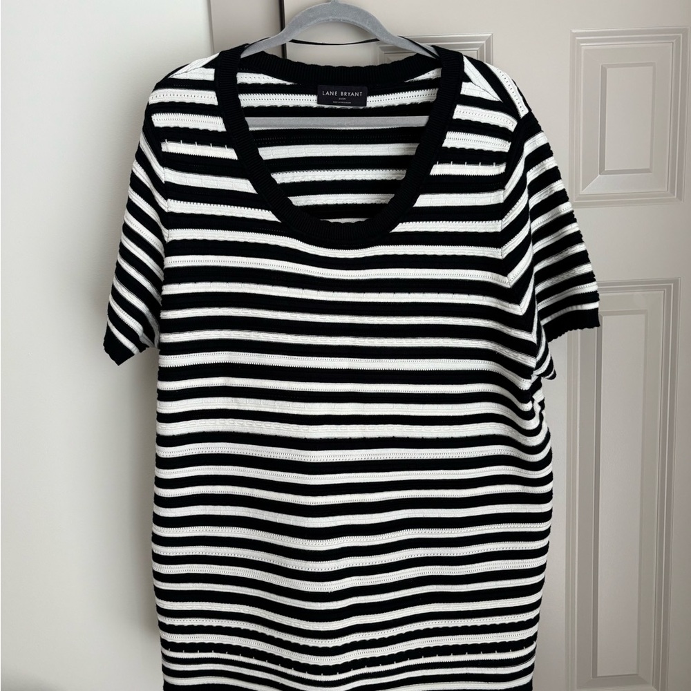 Lane Bryant Black And White Striped Top